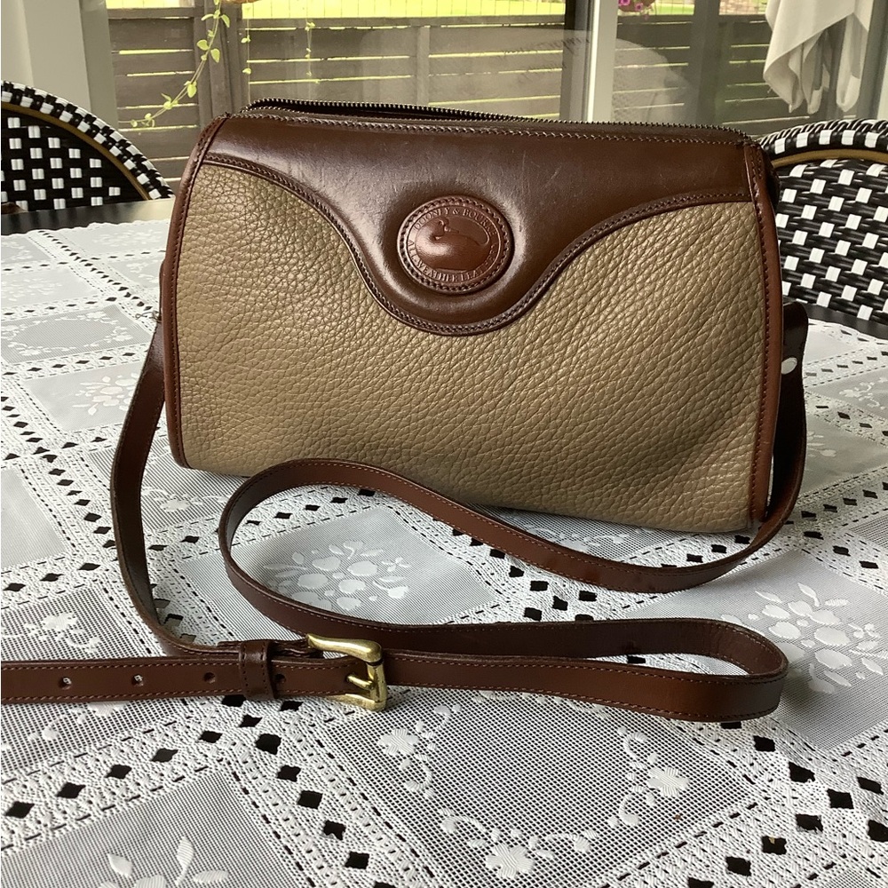Dooney & Bourke Brown and Tan Crossbody Bag with Pebbled Leather